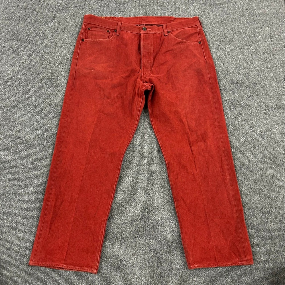 Levi's Jeans Mens Size 40x30 Red 501 Original Fit Cotton Straight Leg Denim